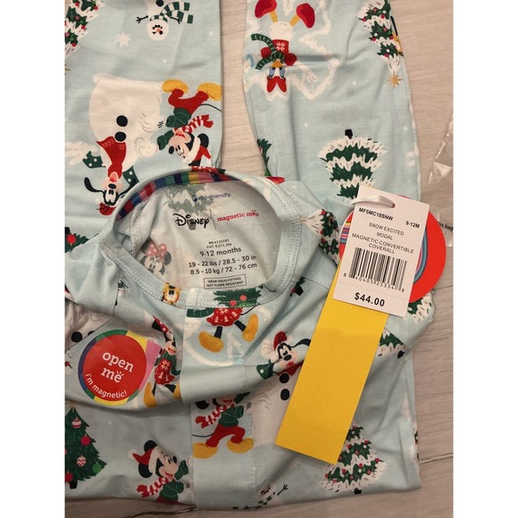 Magnetic Me Disney Christmas Pajamas Sleepsuit 9-12 Months New With Tags - Picture 5 of 6